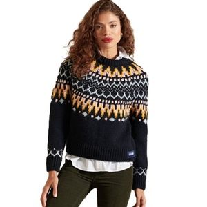Superdry - Classic Fairisle Crew Jumper - SZ 8 (US), 12 (UK), Navy Blue